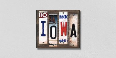 Iowa License Plate Tag Strips Novelty Wood Signs WS-166