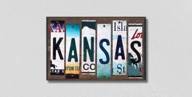 Kansas License Plate Tag Strips Novelty Wood Signs WS-167
