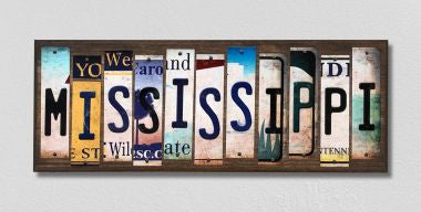 Mississippi License Plate Tag Strips Novelty Wood Signs WS-174