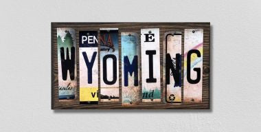 Wyoming License Plate Tag Strips Novelty Wood Signs WS-200