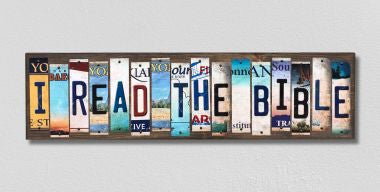 I Read the Bible License Plate Tag Strips Novelty Wood Signs WS-215