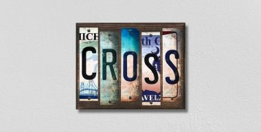 Cross License Plate Tag Strips Novelty Wood Signs WS-216