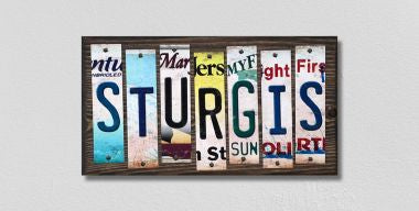Sturgis License Plate Tag Strips Novelty Wood Signs WS-235