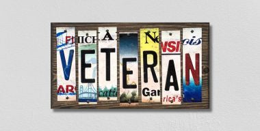 Veteran License Plate Tag Strips Novelty Wood Signs WS-240