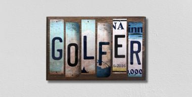 Golfer License Plate Tag Strips Novelty Wood Signs WS-241