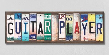 Guitar Player License Plate Tag Strips Novelty Wood Signs WS-244