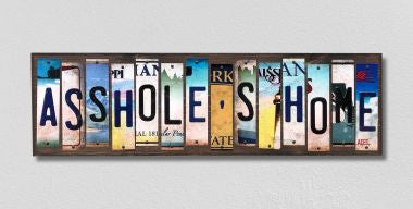 Assholes Home License Plate Tag Strips Novelty Wood Signs WS-293