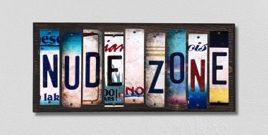 Nude Zone License Plate Tag Strips Novelty Wood Signs WS-301
