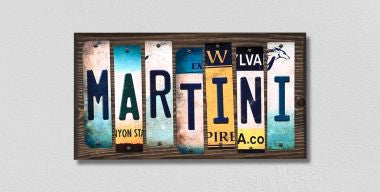 Martini License Plate Tag Strips Novelty Wood Signs WS-302