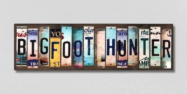 Bigfoot Hunter License Plate Tag Strips Novelty Wood Signs WS-318