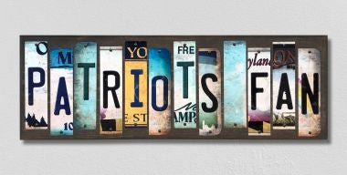 Patriots Fan License Plate Tag Strips Novelty Wood Signs WS-328