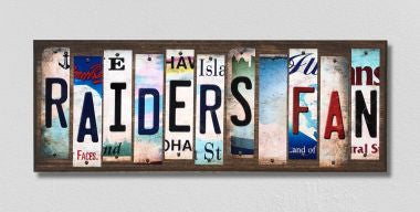 Raiders Fan License Plate Tag Strips Novelty Wood Signs WS-334