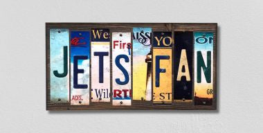 Jets Fan License Plate Tag Strips Novelty Wood Signs WS-346