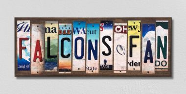 Falcons Fan License Plate Tag Strips Novelty Wood Signs WS-348
