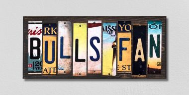 Bulls Fan License Plate Tag Strips Novelty Wood Signs WS-368