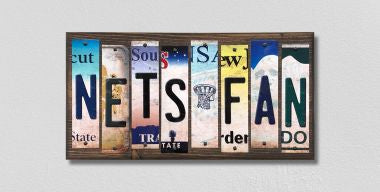Nets Fan License Plate Tag Strips Novelty Wood Signs WS-383