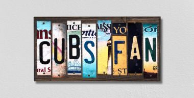 Cubs Fan License Plate Tag Strips Novelty Wood Signs WS-390