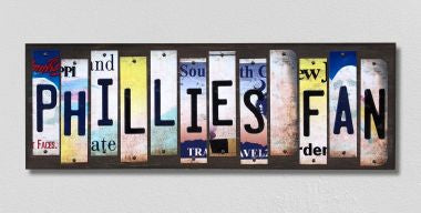 Phillies Fan License Plate Tag Strips Novelty Wood Signs WS-400