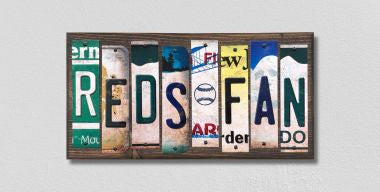 Reds Fan License Plate Tag Strips Novelty Wood Signs WS-416