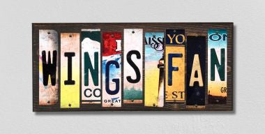 Wings Fan License Plate Tag Strips Novelty Wood Signs WS-430