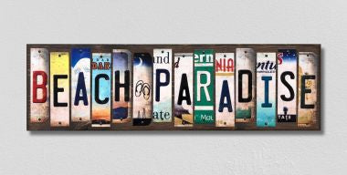 Beach Paradise License Plate Tag Strips Novelty Wood Signs WS-450