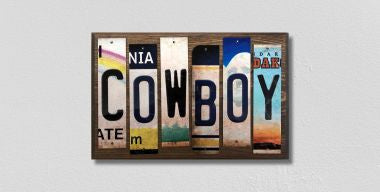 Cowboy License Plate Tag Strips Novelty Wood Signs WS-461