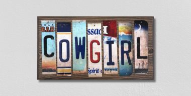 Cowgirl License Plate Tag Strips Novelty Wood Signs WS-462