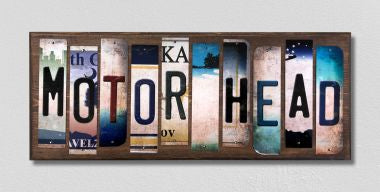 Motor Head License Plate Tag Strips Novelty Wood Signs WS-485