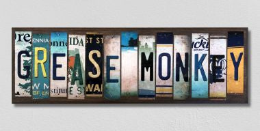 Grease Monkey License Plate Tag Strips Novelty Wood Signs WS-486