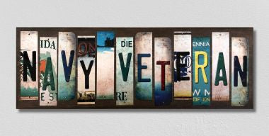 Navy Veteran License Plate Tag Strips Novelty Wood Signs WS-492