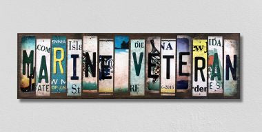 Marine Veteran License Plate Tag Strips Novelty Wood Signs WS-496