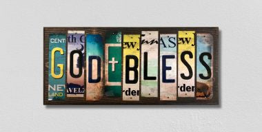 God Bless License Plate Tag Strips Novelty Wood Signs WS-497