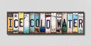 Ice Cold Water License Plate Tag Strips Novelty Wood Signs WS-553