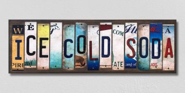 Ice Cold Soda License Plate Tag Strips Novelty Wood Signs WS-554