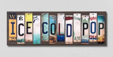 Ice Cold Pop License Plate Tag Strips Novelty Wood Signs WS-555