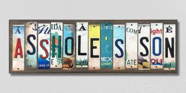 Assholes Son License Plate Tag Strips Novelty Wood Signs WS-569