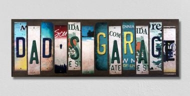 Dads Garage License Plate Tag Strips Novelty Wood Signs WS-591