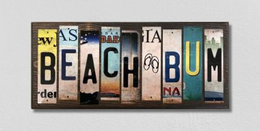 Beach Bum License Plate Tag Strips Novelty Wood Signs WS-592