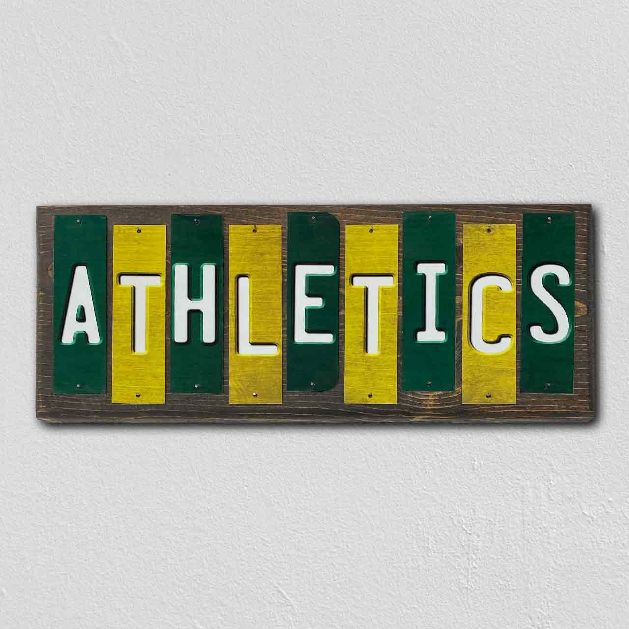 Athletics Team Colors Baseball Fun Strips Novelty Wood Sign WS-602