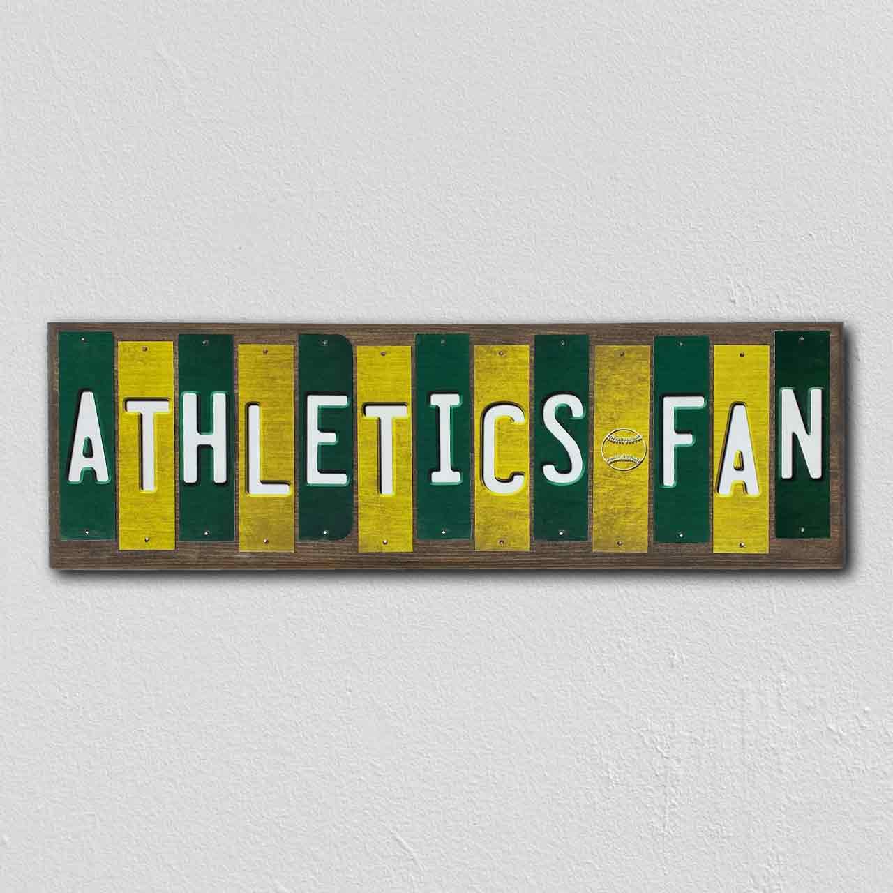 Athletics Fan Team Colors Baseball Fun Strips Novelty Wood Sign WS-603