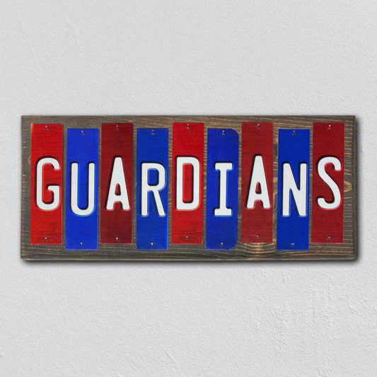 Guardians Team Colors Baseball Fun Strips Novelty Wood Sign WS-604