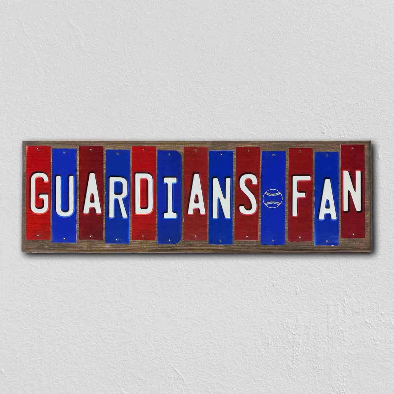 Guardians Fan Team Colors Baseball Fun Strips Novelty Wood Sign WS-605