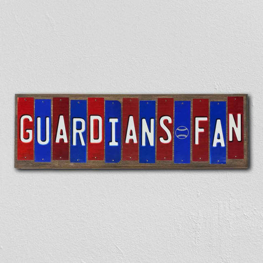 Guardians Fan Team Colors Baseball Fun Strips Novelty Wood Sign WS-605