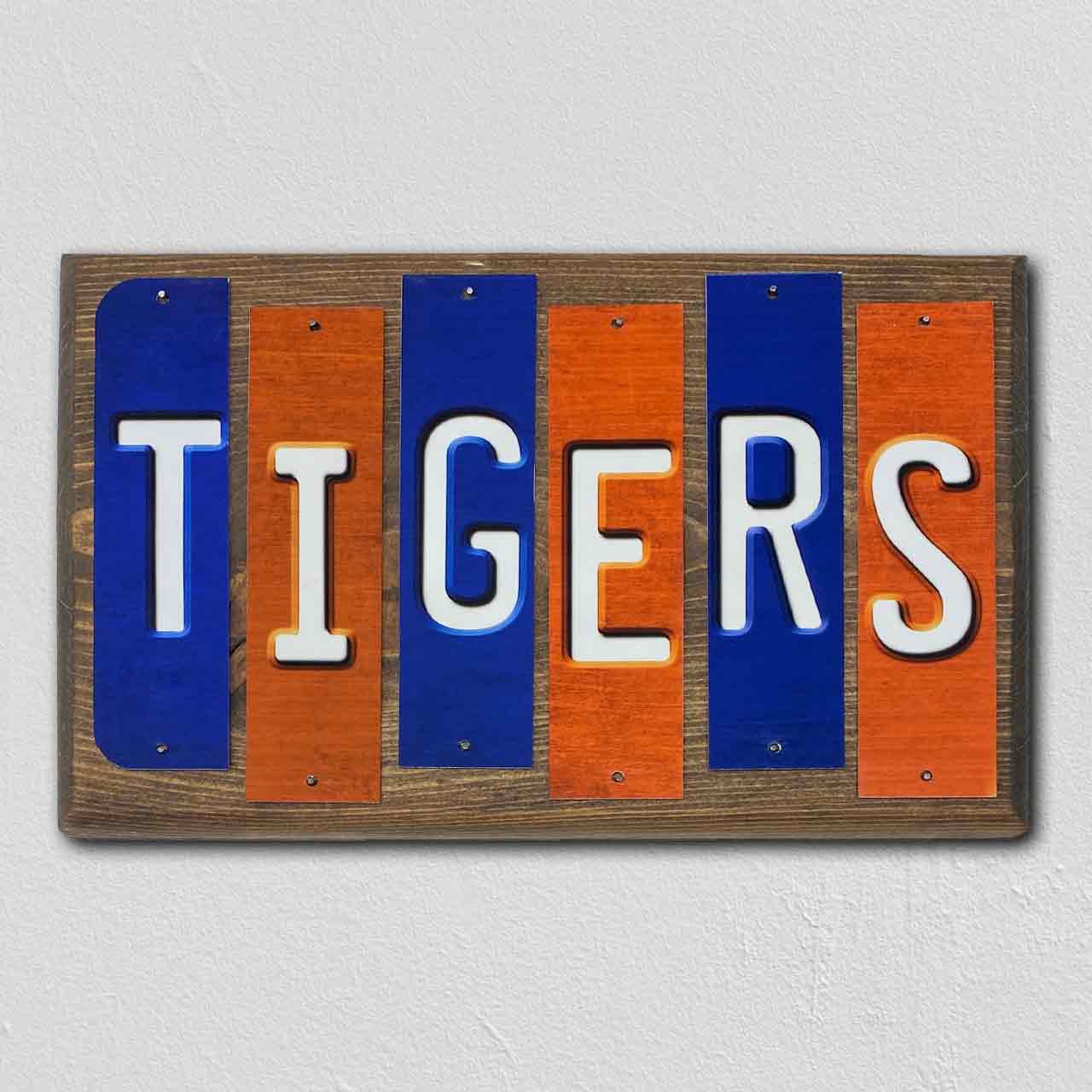 Tigers Team Colors Baseball Fun Strips Novelty Wood Sign WS-612