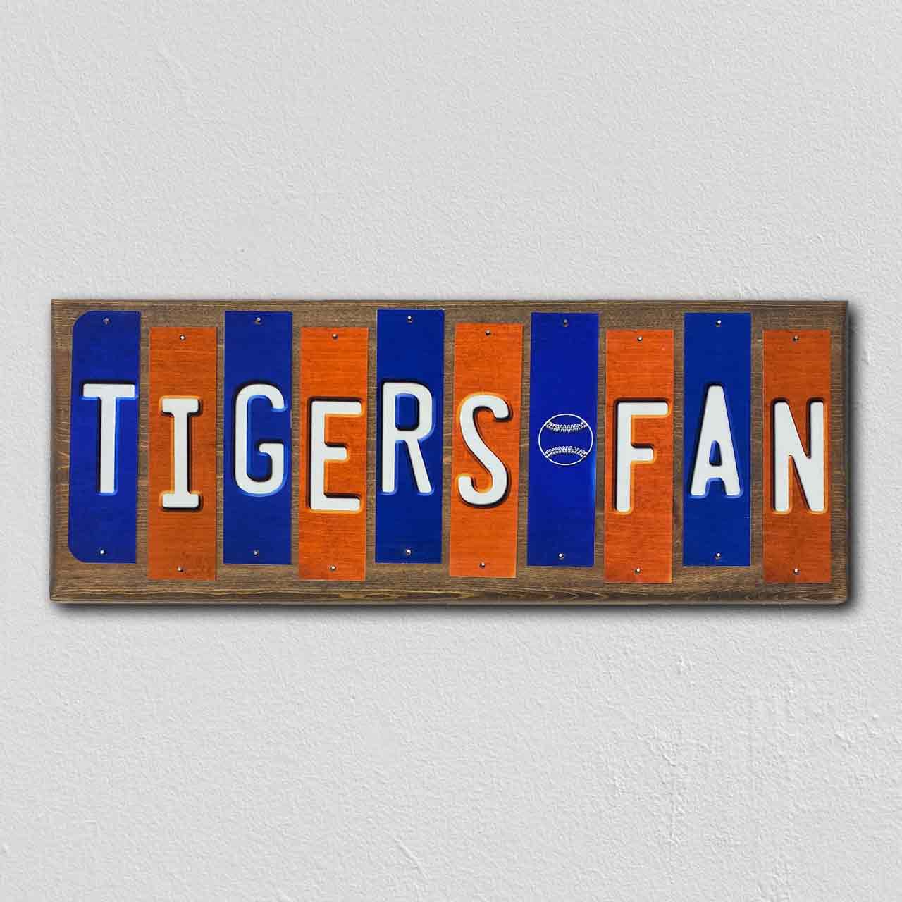 Tigers Fan Team Colors Baseball Fun Strips Novelty Wood Sign WS-613