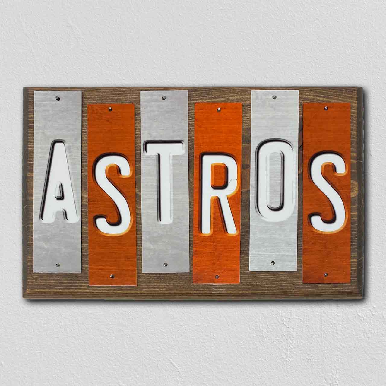 Astros Team Colors Baseball Fun Strips Novelty Wood Sign WS-616