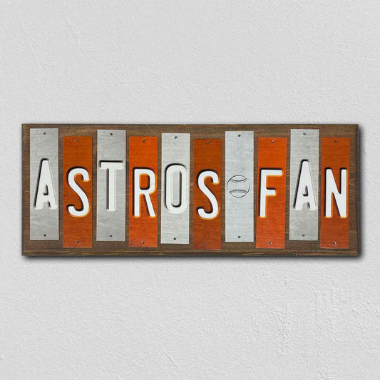 Astros Fan Team Colors Baseball Fun Strips Novelty Wood Sign WS-617