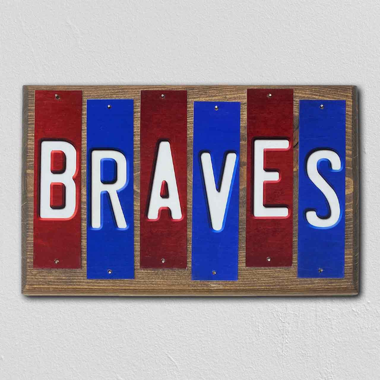 Braves Team Colors Baseball Fun Strips Novelty Wood Sign WS-618