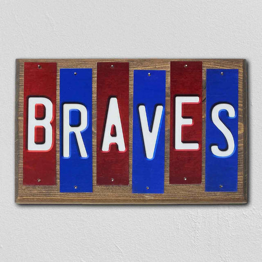 Braves Team Colors Baseball Fun Strips Novelty Wood Sign WS-618