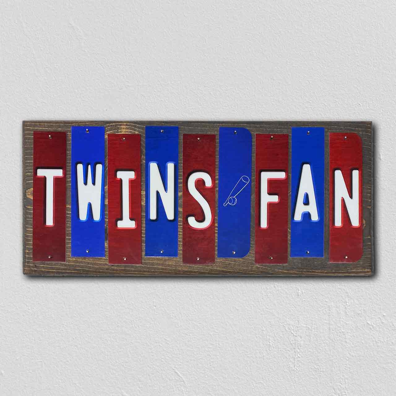 Twins Fan Team Colors Baseball Fun Strips Novelty Wood Sign WS-633